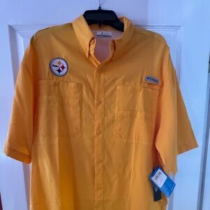 Columbia Men's PFG Steelers Tamiami Fishing   Shirt Large.